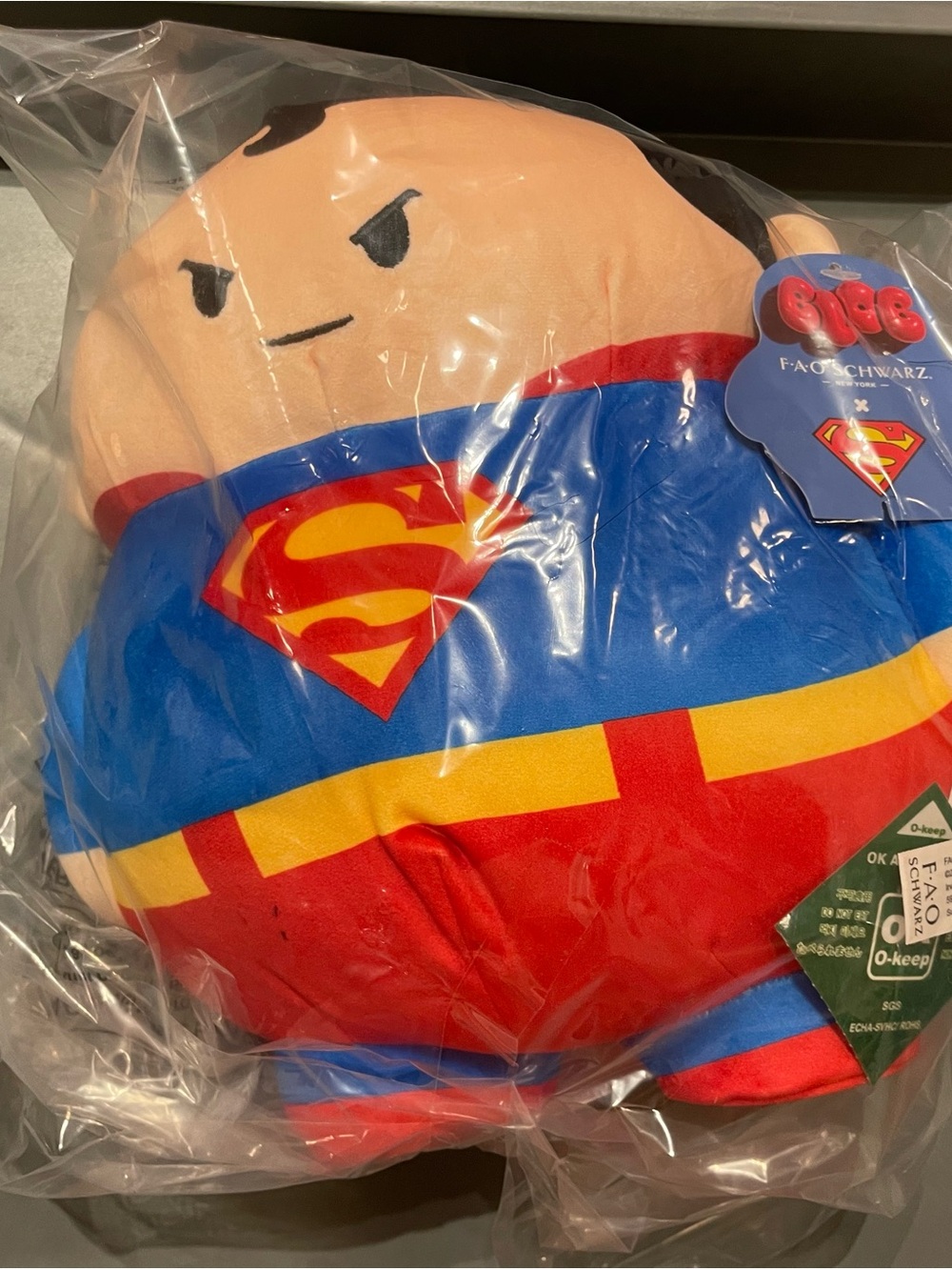 DC FAO Schwarz Blob Superman Plush 10” NWT